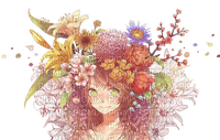 Garota com flores na cabeça - png gratis