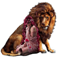 fantasy woman with lion by nataliplus - ücretsiz png