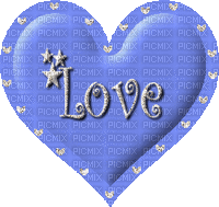 coeur bleu love - GIF animé gratuit