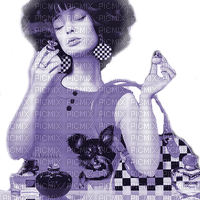 Y.A.M._Vintage retro Lady dog purple - 免费PNG