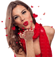 Woman Red Heart Kiss Brown  - Bogusia