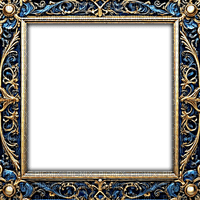 ♡§m3§♡ frame vintage blue gold - png gratis