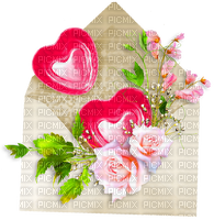 Envelope.Hearts.Roses.Flowers.White.Pink - zdarma png