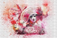 MMarcia aquarela mascara carnaval em Veneza fundo - gratis png
