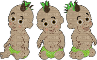Babyz Triplets with Green Mohawk and Diaper - png gratis