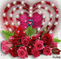 corazon de rosas - GIF animado gratis
