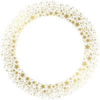 cadre cercle or etoiles frame circle gold stars - PNG gratuit