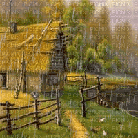 rain garden animated background - Gratis animerad GIF