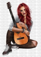 mujer con guitarra - zdarma png