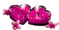 Candles.Hearts.Flowers.Pink.White - png gratuito