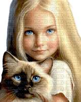 Child girl and cat - PNG gratuit
