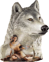 loup et indienne - Free animated GIF
