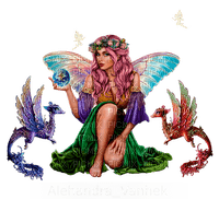 fantasy woman with dragons by nataliplus - gratis png