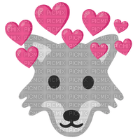 emojikitchen wolf with hearts - nemokama png