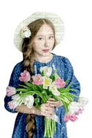 Little Girl with tulips - gratis png