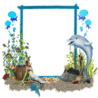dolceluna summer blue frame mermaid dolphin - gratis png