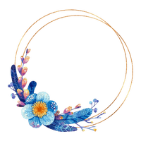feather and flower circle frame - Free PNG