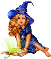 Girl.Witch.Child.Magic.Halloween.Blue - PNG gratuit