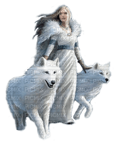 fantasy woman and wolf by nataliplus - Free PNG