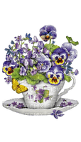 Blumen, Hornveilchen, Tasse, Flowers - PNG gratuit
