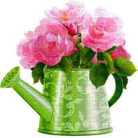 Watering.Can.Roses.Pink.Green - Free PNG