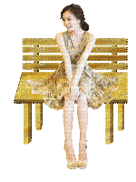 Girl Woman Femme Sitting on Bench GIF - Free animated GIF