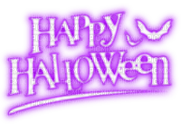 Happy Halloween.Text.Purple.White - PNG gratuit