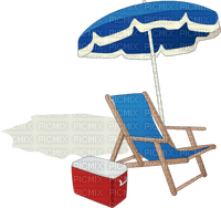 beach umbrella and deck chair - Free PNG