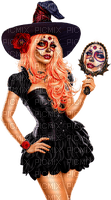 Woman.Witch.Halloween.Gothic.Black.Red - nemokama png