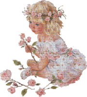 fillette fleurs - Ingyenes animált GIF