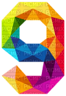 Kaz_Creations Numbers Colourful Triangles 9 - png gratuito