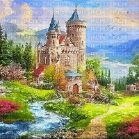 soave background animated vintage fantasy castle - GIF animasi gratis