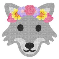 emojikitchen wolf with flower crown - фрее пнг