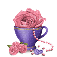 kikkapink cup tea rose flower deco - PNG gratuit