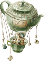 fantasy tea pot balloon green - zadarmo png