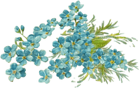 Blue green vintage flowers deco [Basilslament] - gratis png