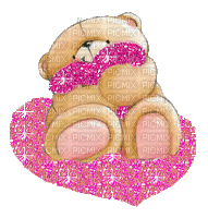 Kaz_Creations Glitter Sparkle Teddy Heart Pink - GIF animate gratis