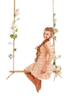 kikkapink woman pink swing flowers spring summer - gratis png