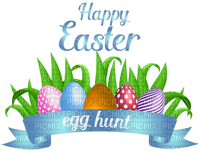 Kaz_Creations Easter Deco Text Logo Happy Easter Egg Hunt - png grátis