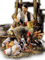 Rena Vintage Man Hühner - besplatni png