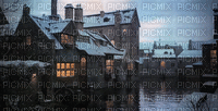 Background Winter Village - GIF animado gratis