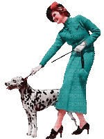 vintage Woman with a dog - GIF animé gratuit