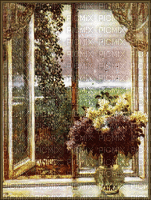 ventana paysage flores gif  dubravka4 - Gratis geanimeerde GIF