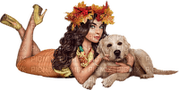 Woman, dog, autum. Leila - PNG gratuit