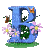 lettre fleur bleu - GIF animate gratis