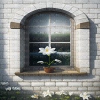White Window with Lily - nemokama png