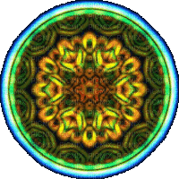 Mandala orange, blue, green, gif - GIF animé gratuit