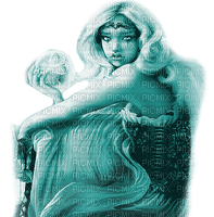 Y.A.M._Gothic Fantasy woman girl blue - ilmainen png