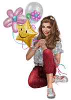 Frau mit Luftballons - gratis png