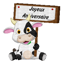 joyeux anniversaire la petite vache - Darmowy animowany GIF